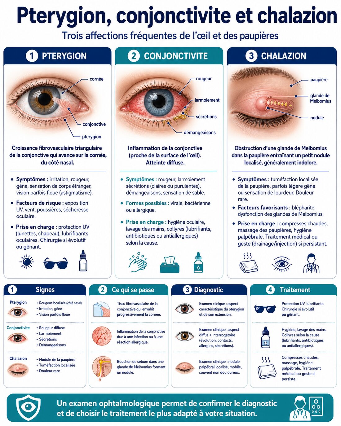 Infographie : ptérygion, conjonctivite et chalazion
