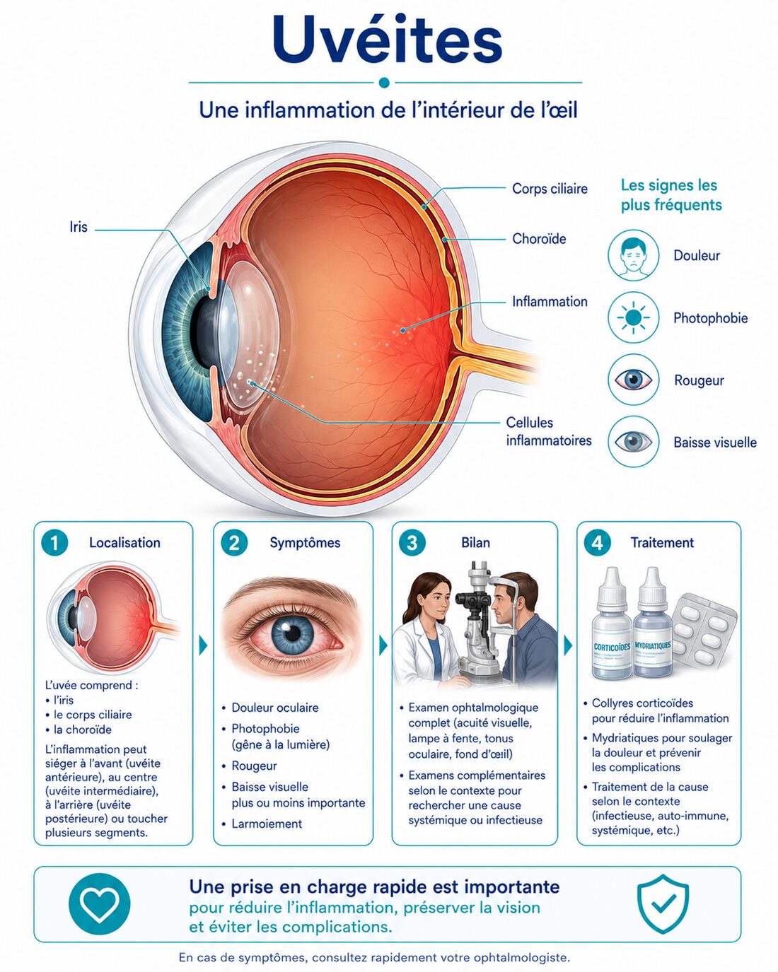 Infographie : uvéites — localisation, symptômes, traitement